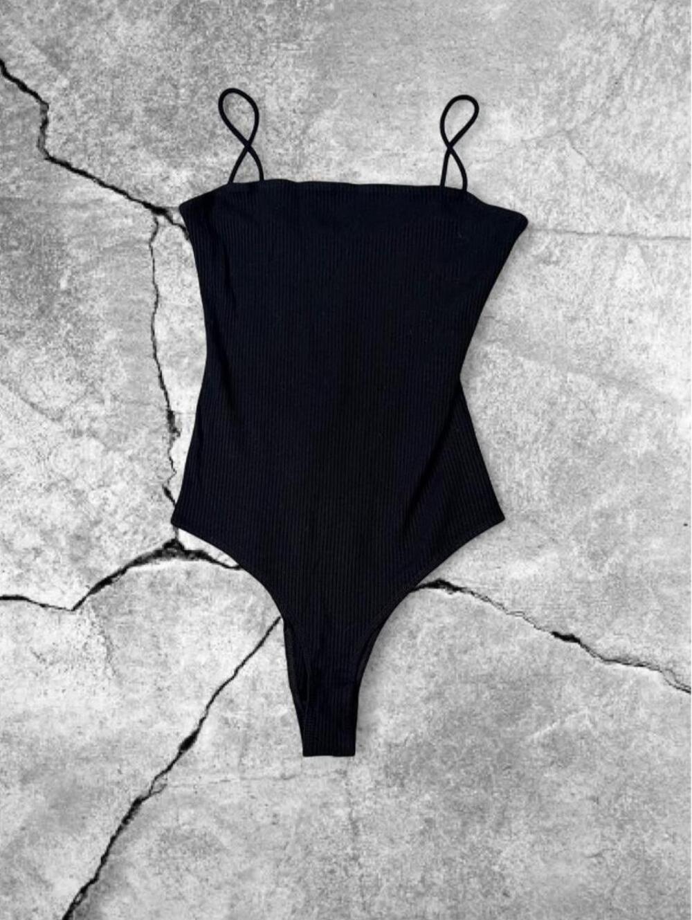Reformation black ribbed bodysuit
